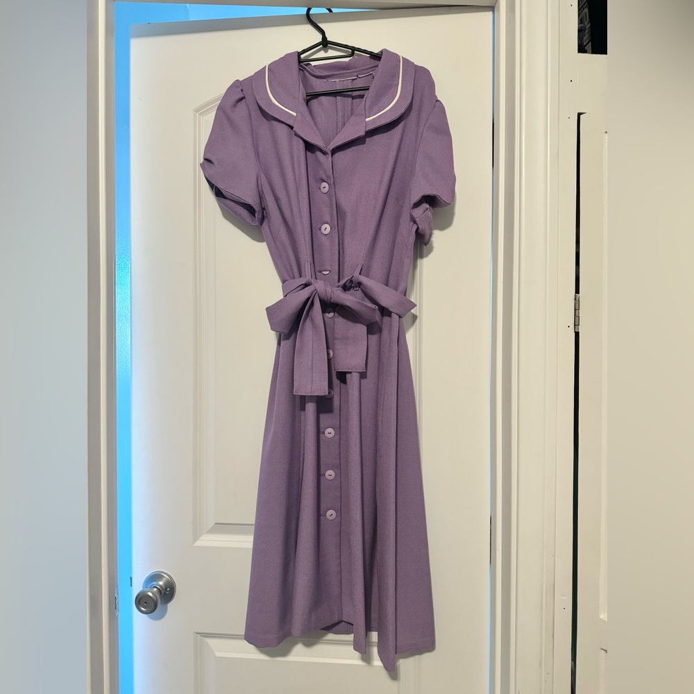 Elegant Purple Button-Down Dress